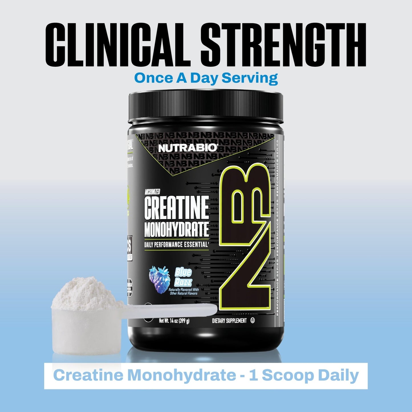 NutraBio Pure Micronized Creatine Monohydrate Powder Supplement, Blue Razz (300 g) - Supports Bulk Muscle Energy, Recovery, and Strength - HPLC Tested Creatine Powder Supplement for Men and Women - dailyvitalstore