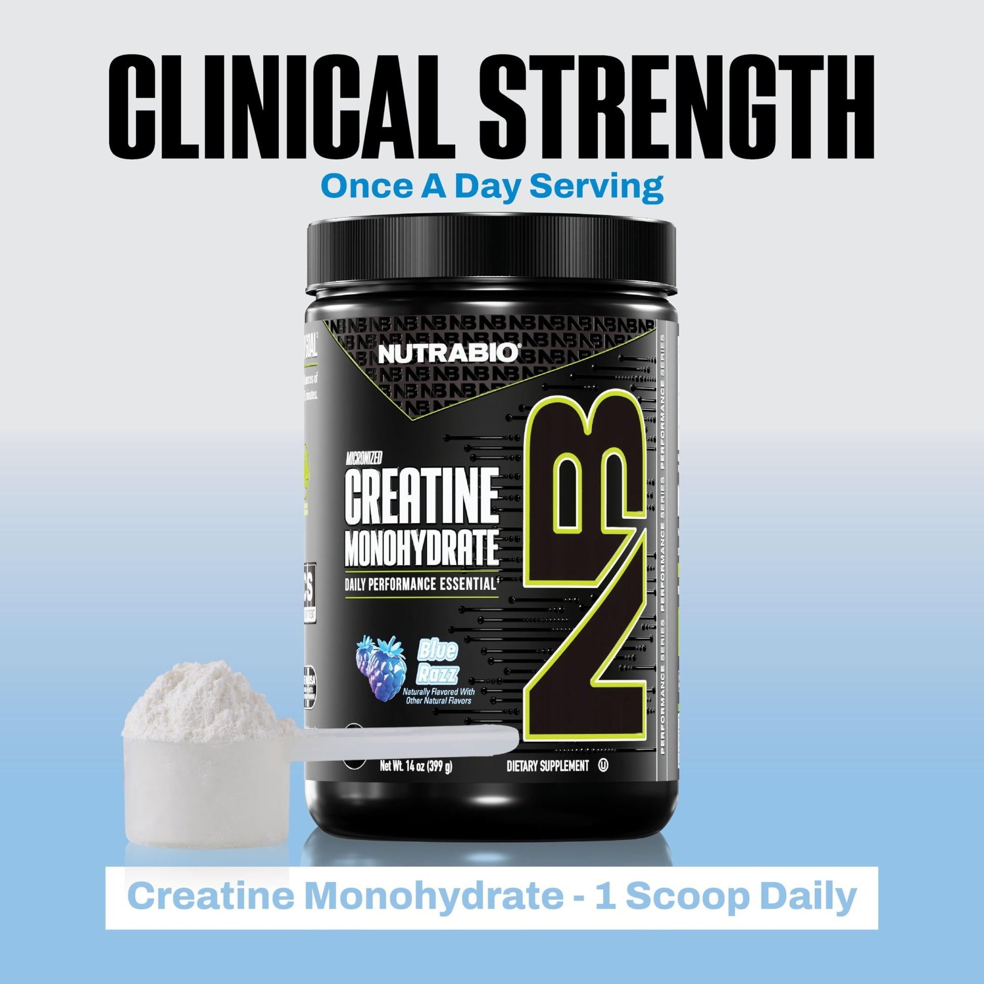 NutraBio Pure Micronized Creatine Monohydrate Powder Supplement, Blue Razz (300 g) - Supports Bulk Muscle Energy, Recovery, and Strength - HPLC Tested Creatine Powder Supplement for Men and Women - dailyvitalstore