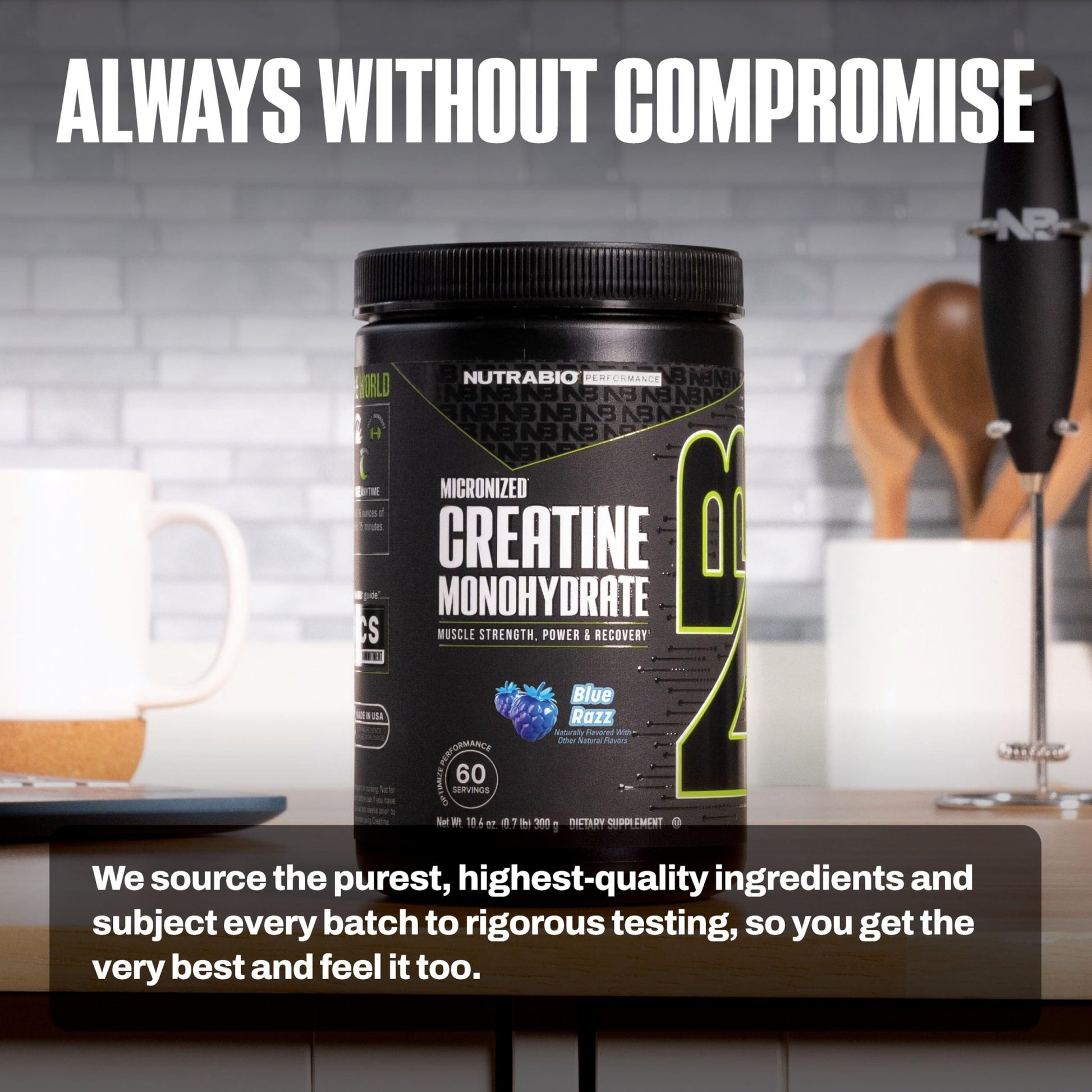 NutraBio Pure Micronized Creatine Monohydrate Powder Supplement, Blue Razz (300 g) - Supports Bulk Muscle Energy, Recovery, and Strength - HPLC Tested Creatine Powder Supplement for Men and Women - dailyvitalstore