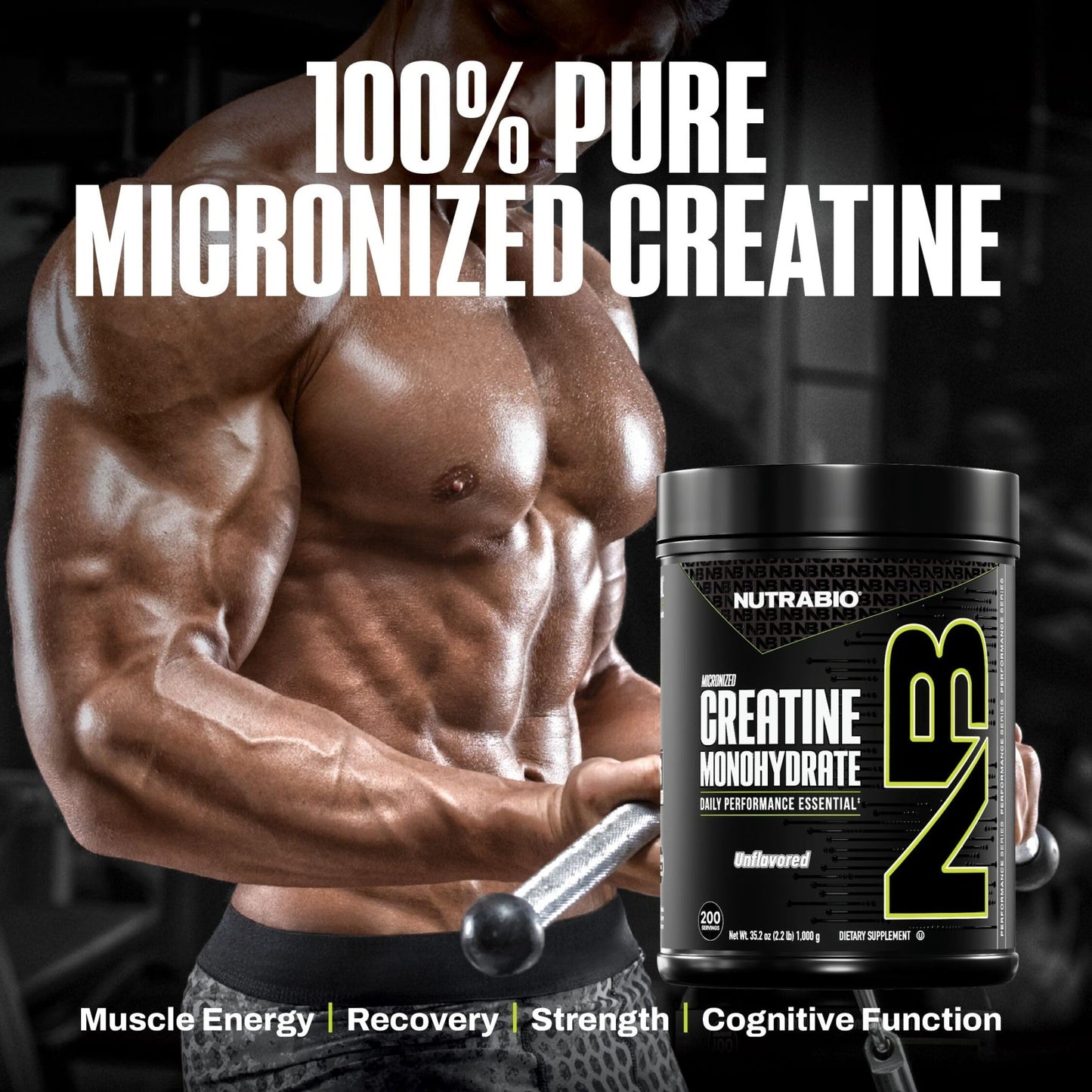 NutraBio Pure Micronized Creatine Monohydrate Powder Supplement, Unflavored, (1000 g) - Supports Bulk Muscle Energy, Recovery, and Strength - HPLC Tested Creatine Powder - dailyvitalstore