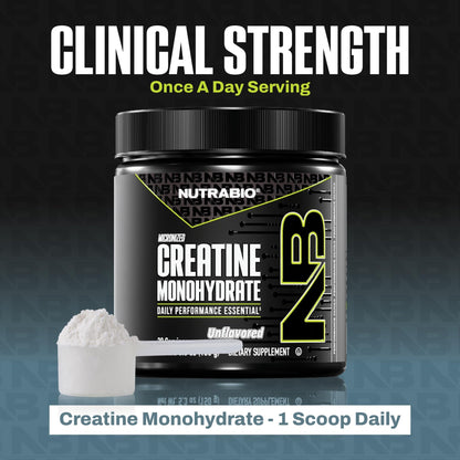 NutraBio Pure Micronized Creatine Monohydrate Powder Supplement, Unflavored, (150 g) - Supports Bulk Muscle Energy, Recovery, and Strength - HPLC Tested Creatine Powder Supplement for Men and Women - dailyvitalstore