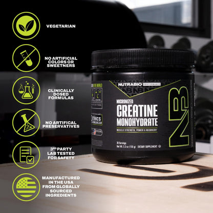 NutraBio Pure Micronized Creatine Monohydrate Powder Supplement, Unflavored, (150 g) - Supports Bulk Muscle Energy, Recovery, and Strength - HPLC Tested Creatine Powder Supplement for Men and Women - dailyvitalstore
