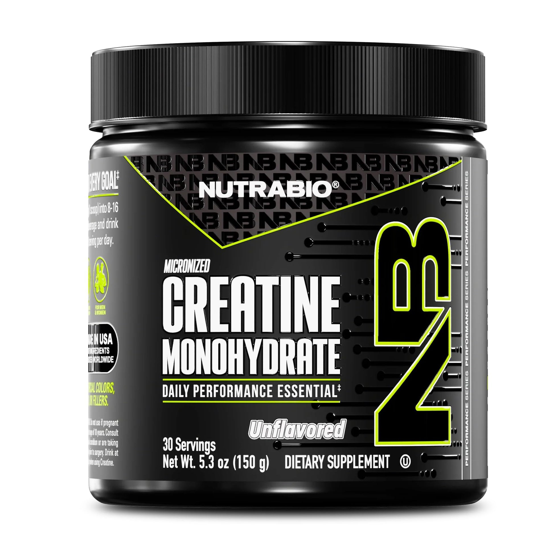 NutraBio Pure Micronized Creatine Monohydrate Powder Supplement, Unflavored, (150 g) - Supports Bulk Muscle Energy, Recovery, and Strength - HPLC Tested Creatine Powder Supplement for Men and Women - dailyvitalstore