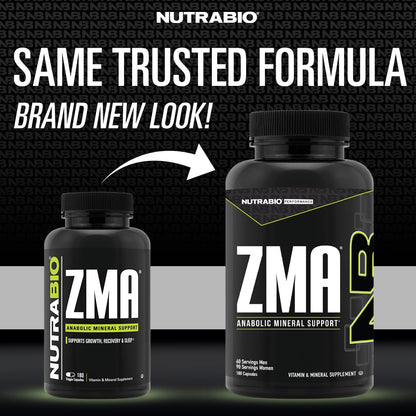 NutraBio ZMA Supplements for Men & Women- Zinc Magnesium Supplements to Support Hormone Levels, Peak Performance, Sleep, Muscle Recovery, Immune Health, 180 Ct. - dailyvitalstore