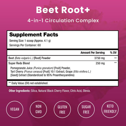 NutraChamps Beet Root Powder Circulation Supplement, Superfood Powder Nitric Oxide with Beetroot Juice, Super Reds & Grape Seed Extract - dailyvitalstore