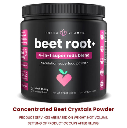 NutraChamps Beet Root Powder Circulation Supplement, Superfood Powder Nitric Oxide with Beetroot Juice, Super Reds & Grape Seed Extract - dailyvitalstore