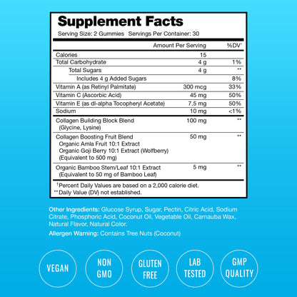 NutraChamps Collagen Boosting Gummies, Collagen Booster Gummy for Natural Collagen Production, Vegan Pectin Supplements Chews for Women & Men, - dailyvitalstore