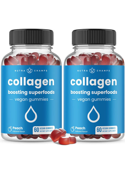 NutraChamps Collagen Boosting Gummies, Collagen Booster Gummy for Natural Collagen Production, Vegan Pectin Supplements Chews for Women & Men, - dailyvitalstore