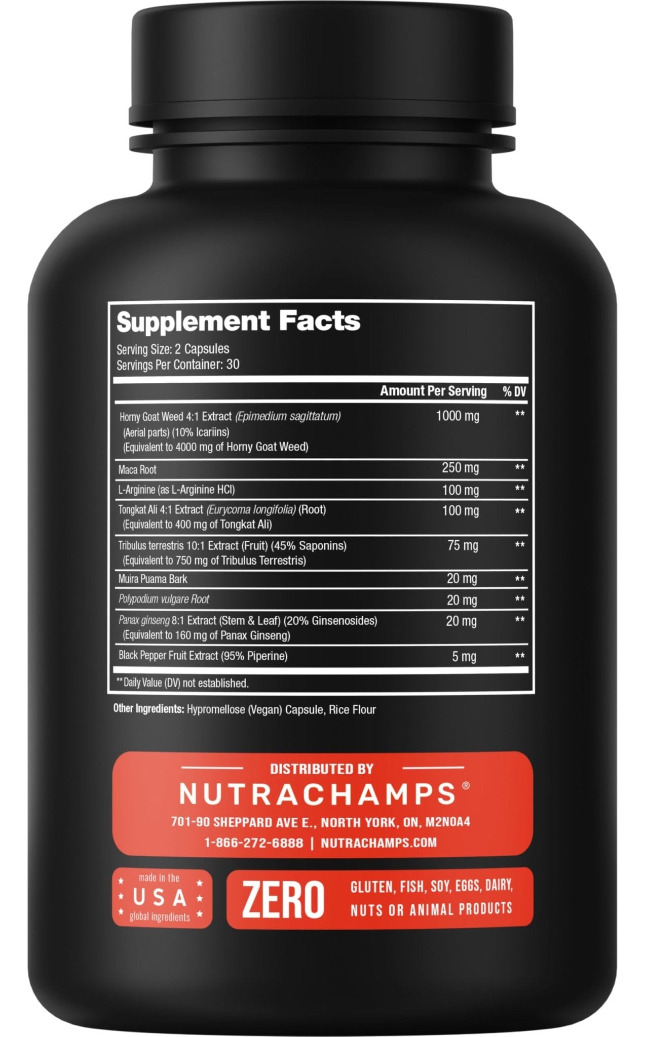 NutraChamps Horny Goat Weed, 1000mg Epimedium Energy Supplement, 10X Strength Icariin, Ginseng, Tribulus & Maca Pills for Women & Men, Enhanced Absorption with Black Pepper, 60 Vegan Capsules - dailyvitalstore