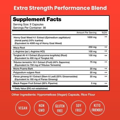 NutraChamps Horny Goat Weed, 1000mg Epimedium Energy Supplement, 10X Strength Icariin, Ginseng, Tribulus & Maca Pills for Women & Men, Enhanced Absorption with Black Pepper, 60 Vegan Capsules - dailyvitalstore