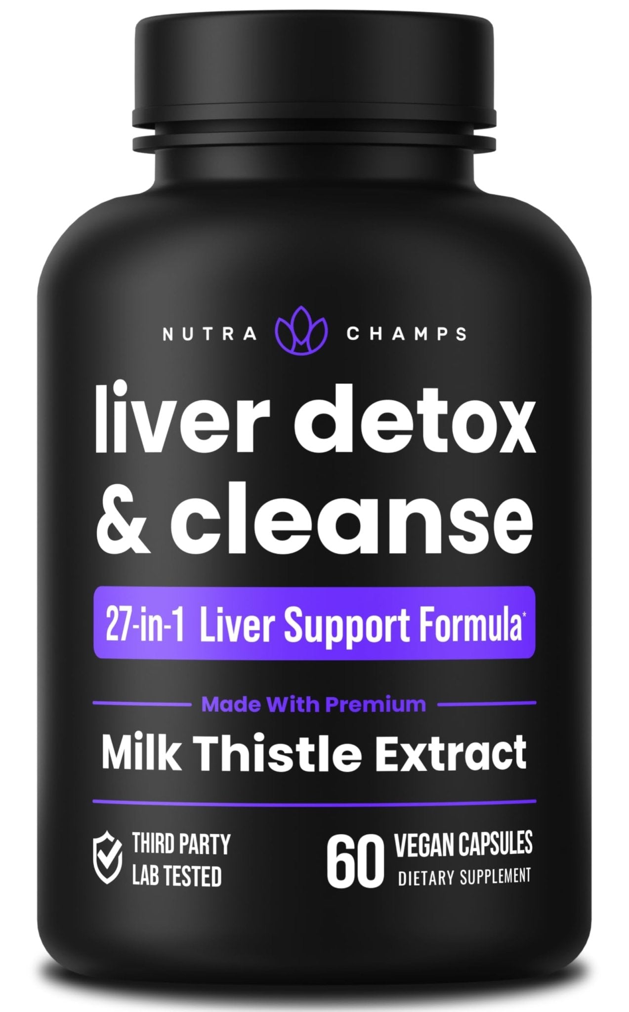 NutraChamps Liver Cleanse Detox & Repair Formula, 20+ Herbs: Milk Thistle Extract with Silymarin, Artichoke, Dandelion, Chicory Root Powder, - dailyvitalstore