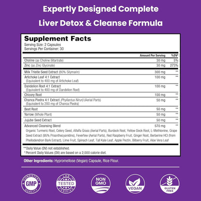NutraChamps Liver Cleanse Detox & Repair Formula, 20+ Herbs: Milk Thistle Extract with Silymarin, Artichoke, Dandelion, Chicory Root Powder, - dailyvitalstore