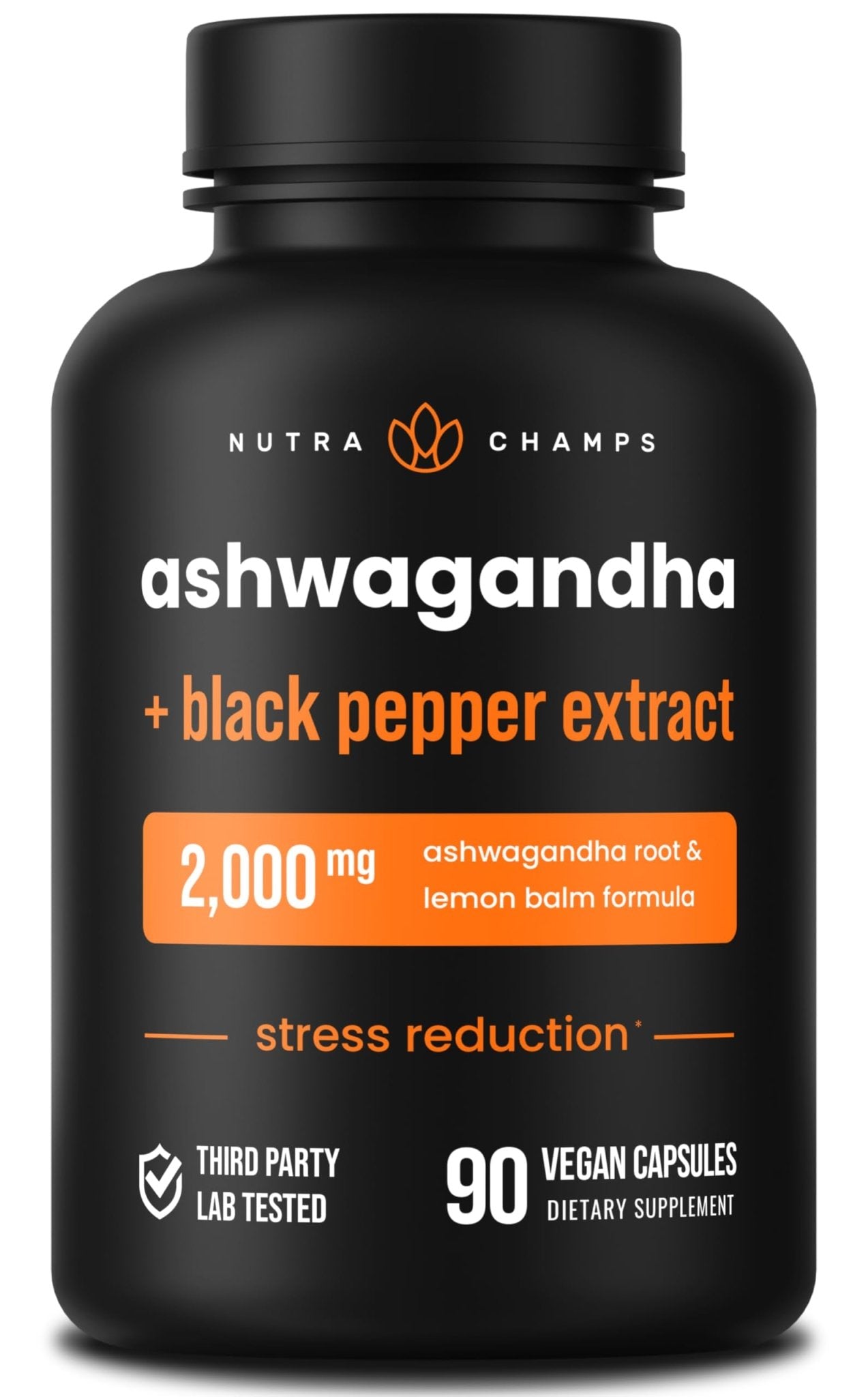 NutraChamps Organic Ashwagandha Capsules, 2000mg Adrenal Fatigue, Thyroid & Mood Support Ashwagandha Supplements, Ashwagandha Root Powder & Lemon Balm, Superior Absorption with Black Pepper - dailyvitalstore
