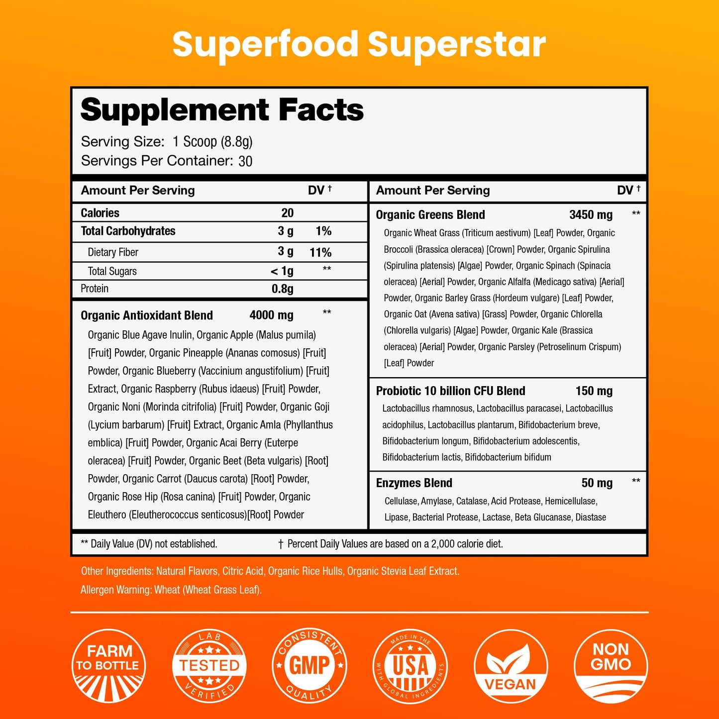 NutraChamps Super Greens Powder Premium Superfood | 20+ Organic Green Veggie Whole Foods | Wheat Grass, Spirulina, Chlorella | Antioxidant, Digestive Enzyme - dailyvitalstore