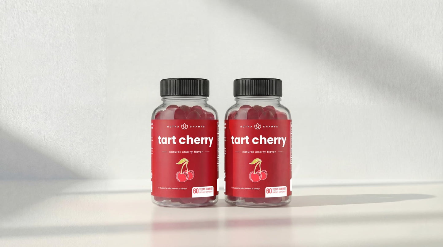 NutraChamps Tart Cherry Gummies - Tart Cherry Extract with Celery Seed - 60 Vegan Gummies (2-Pack) - dailyvitalstore