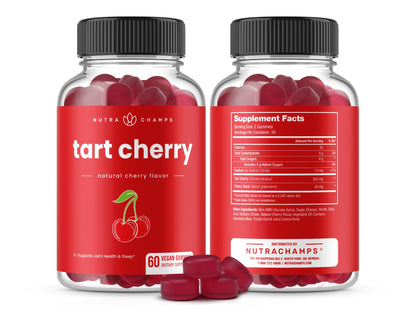 NutraChamps Tart Cherry Gummies - Tart Cherry Extract with Celery Seed - 60 Vegan Gummies (2-Pack) - dailyvitalstore