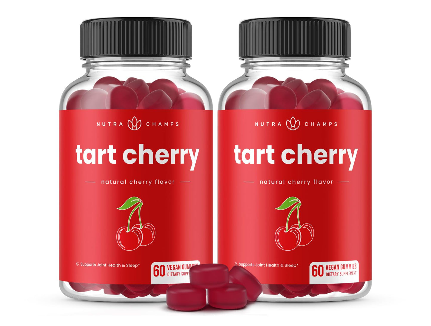 NutraChamps Tart Cherry Gummies - Tart Cherry Extract with Celery Seed - 60 Vegan Gummies (2-Pack) - dailyvitalstore