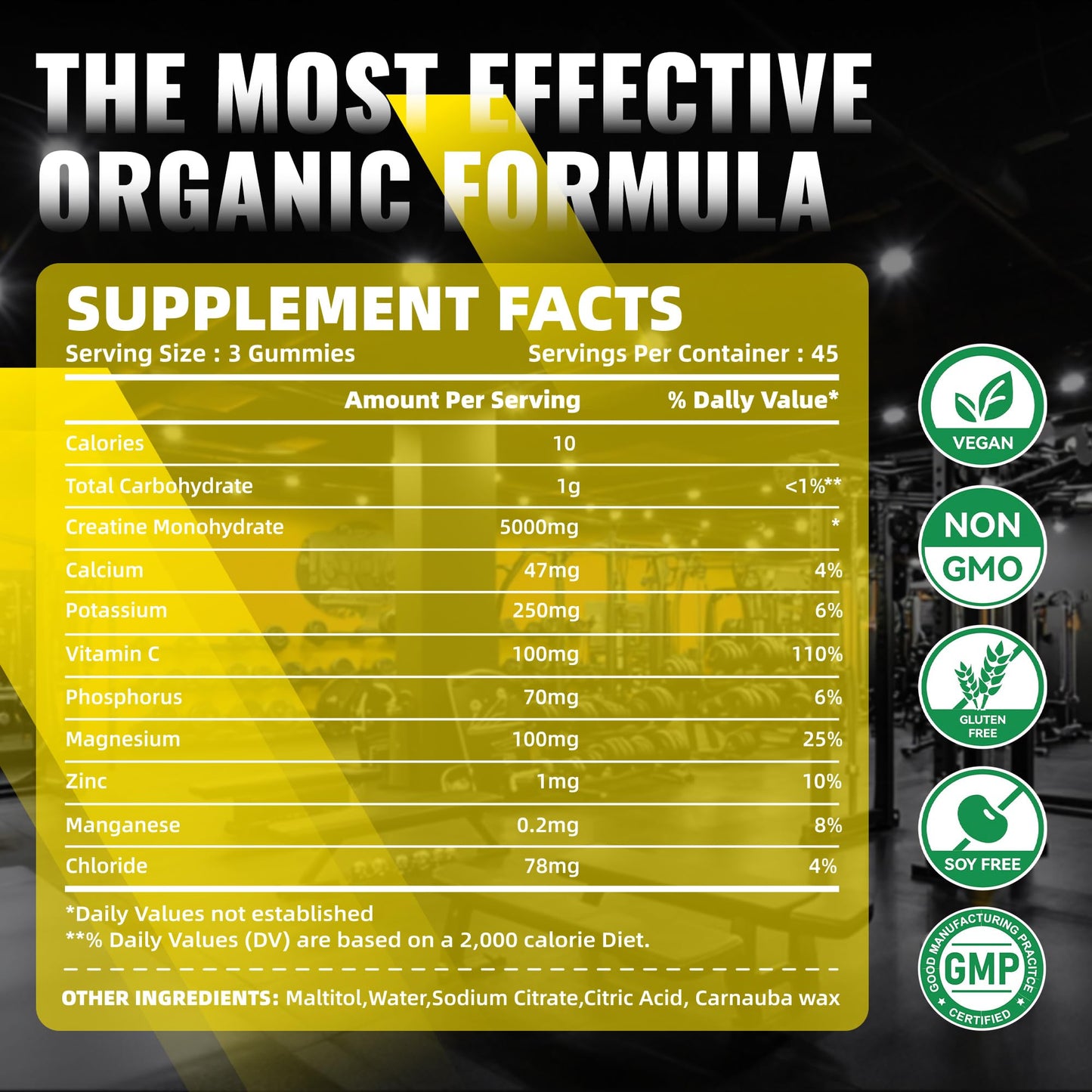NUTRAGOGO NSF Certified Creatine Gummy - Creatine Monohydrate Gummies for Men & Women-5g of Creatine Monohydrate per Serving - Sugar Free,Vegan, Pineapple Electrolyte Chews, 135 Count - dailyvitalstore