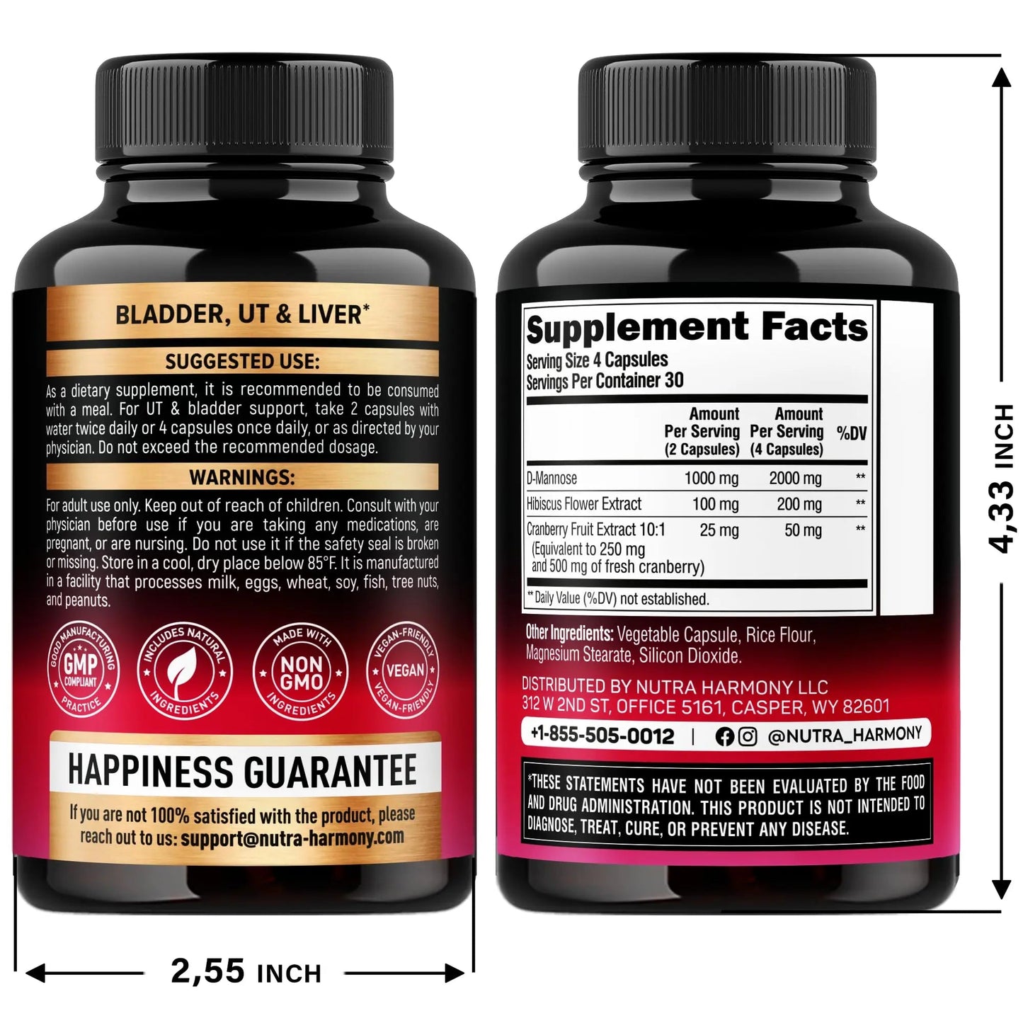 NUTRAHARMONY D-Mannose with Cranberry & Menopause Capsules - dailyvitalstore