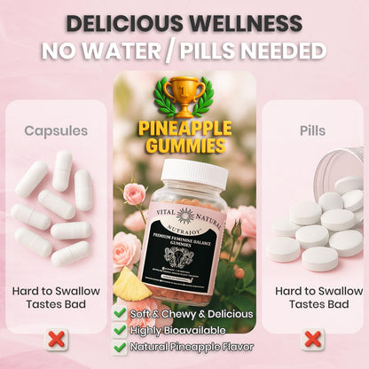 NUTRAJOY Premium Feminine Balance Gummies, for Women's Ph Health, Vaginal Wellness Support, Immune Support, Energy Support, Hawaiian Pineapple, Vegan Gluten-Free, 60 Gummies - dailyvitalstore