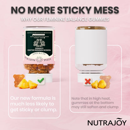 NUTRAJOY Premium Feminine Balance Gummies, for Women's Ph Health, Vaginal Wellness Support, Immune Support, Energy Support, Hawaiian Pineapple, Vegan Gluten-Free, 60 Gummies - dailyvitalstore