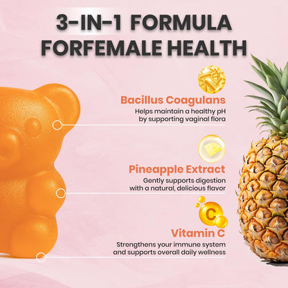 NUTRAJOY Premium Feminine Balance Gummies, for Women's Ph Health, Vaginal Wellness Support, Immune Support, Energy Support, Hawaiian Pineapple, Vegan Gluten-Free, 60 Gummies - dailyvitalstore