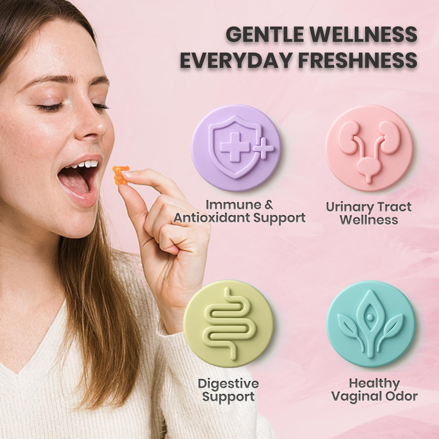 NUTRAJOY Premium Feminine Balance Gummies, for Women's Ph Health, Vaginal Wellness Support, Immune Support, Energy Support, Hawaiian Pineapple, Vegan Gluten-Free, 60 Gummies - dailyvitalstore