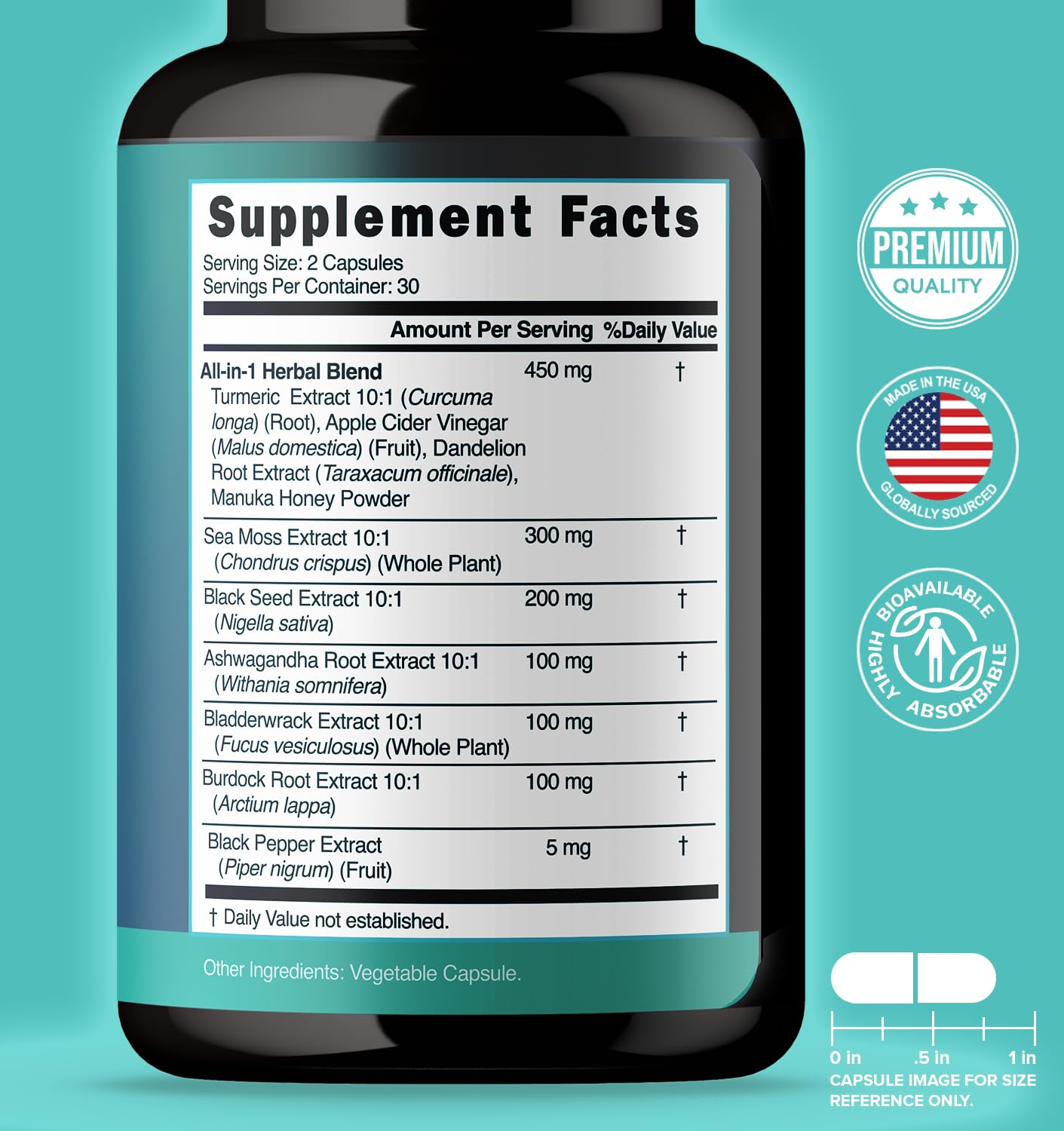 NUTRALAVA Sea Moss Pills, All-in-One Blend with Irish Sea Moss Black Seed Oil Ashwagandha, Sea Moss Capsules for Women and Men - Gluten-Free, Non-GMO, 60 Capsules - dailyvitalstore