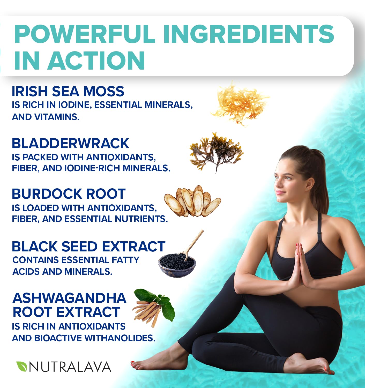 NUTRALAVA Sea Moss Pills, All-in-One Blend with Irish Sea Moss Black Seed Oil Ashwagandha, Sea Moss Capsules for Women and Men - Gluten-Free, Non-GMO, 60 Capsules - dailyvitalstore
