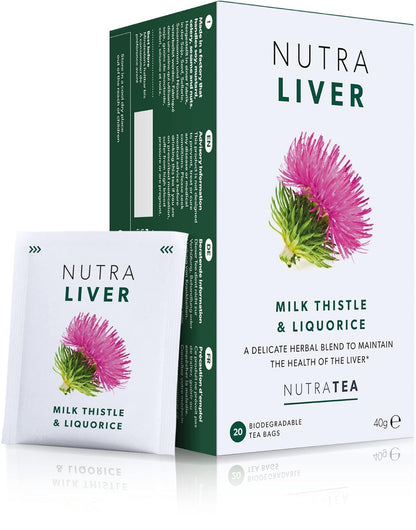 NUTRALIVER - Detox Tea for Liver Cleansing and Support - With Milk Thistle, Turmeric & Fennel - 20 Tea Bags - Herbal Tea by Nutra Tea - dailyvitalstore