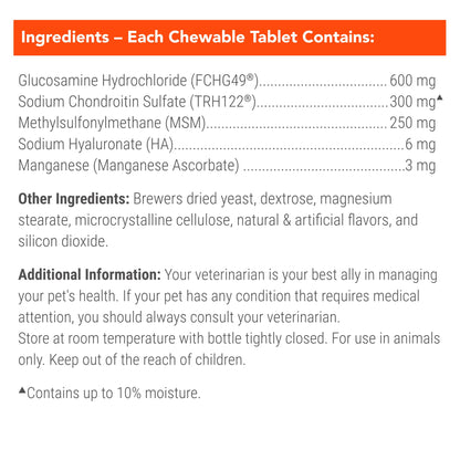 Nutramax Cosequin for Dogs Joint Health Supplement, Contains Glucosamine for Dogs, Plus Chondroitin, MSM and HA, Supports Healthy Joints, Chewable Tablets, 75 Count - dailyvitalstore