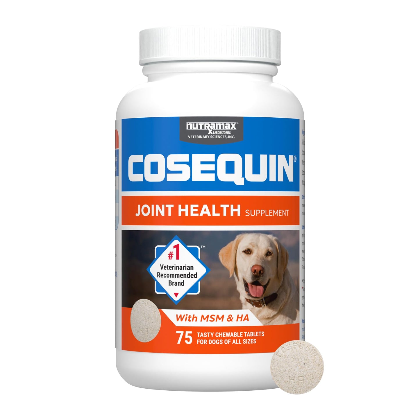 Nutramax Cosequin for Dogs Joint Health Supplement, Contains Glucosamine for Dogs, Plus Chondroitin, MSM and HA, Supports Healthy Joints, Chewable Tablets, 75 Count - dailyvitalstore