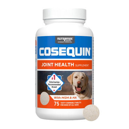 Nutramax Cosequin for Dogs Joint Health Supplement, Contains Glucosamine for Dogs, Plus Chondroitin, MSM and HA, Supports Healthy Joints, Chewable Tablets, 75 Count - dailyvitalstore
