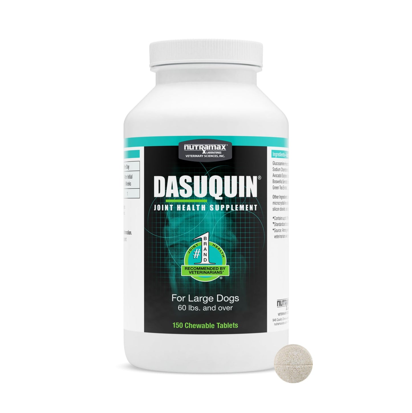 Nutramax Dasuquin for Large Dogs, Joint Health Supplement, Contains Glucosamine for Dogs, Plus Chondroitin, ASU and More, Supports Healthy Joints, Chewable Tablets, 150 Count - dailyvitalstore