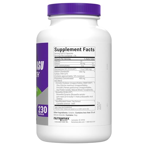 Nutramax Laboratories Cosamin® ASU Joint Health Supplement with Glucosamine, Chondroitin & ASU for Adult Men & Women, Joint Supplement, 230 Capsules - dailyvitalstore
