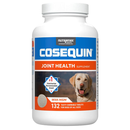 Nutramax Laboratories Cosequin Maximum Strength Joint Health Supplement for Dogs - With Glucosamine, Chondroitin, and MSM, 2 Pack, 264 Total Chewable Tablets - dailyvitalstore