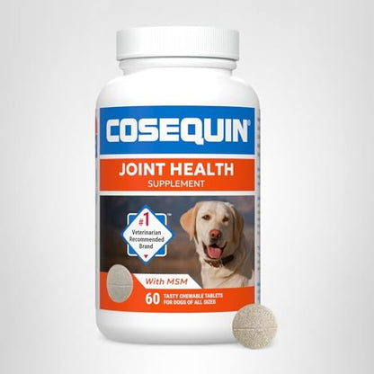 Nutramax Laboratories Cosequin Maximum Strength Joint Health Supplement for Dogs - With Glucosamine, Chondroitin, and MSM, 2 Pack, 264 Total Chewable Tablets - dailyvitalstore