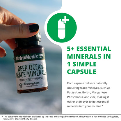NutraMedix Deep Ocean Trace Minerals 1,000mg - Mineral & Energy Supplements - Magnesium, Zinc, Potassium, Boron, Phosphorus & Manganese - dailyvitalstore