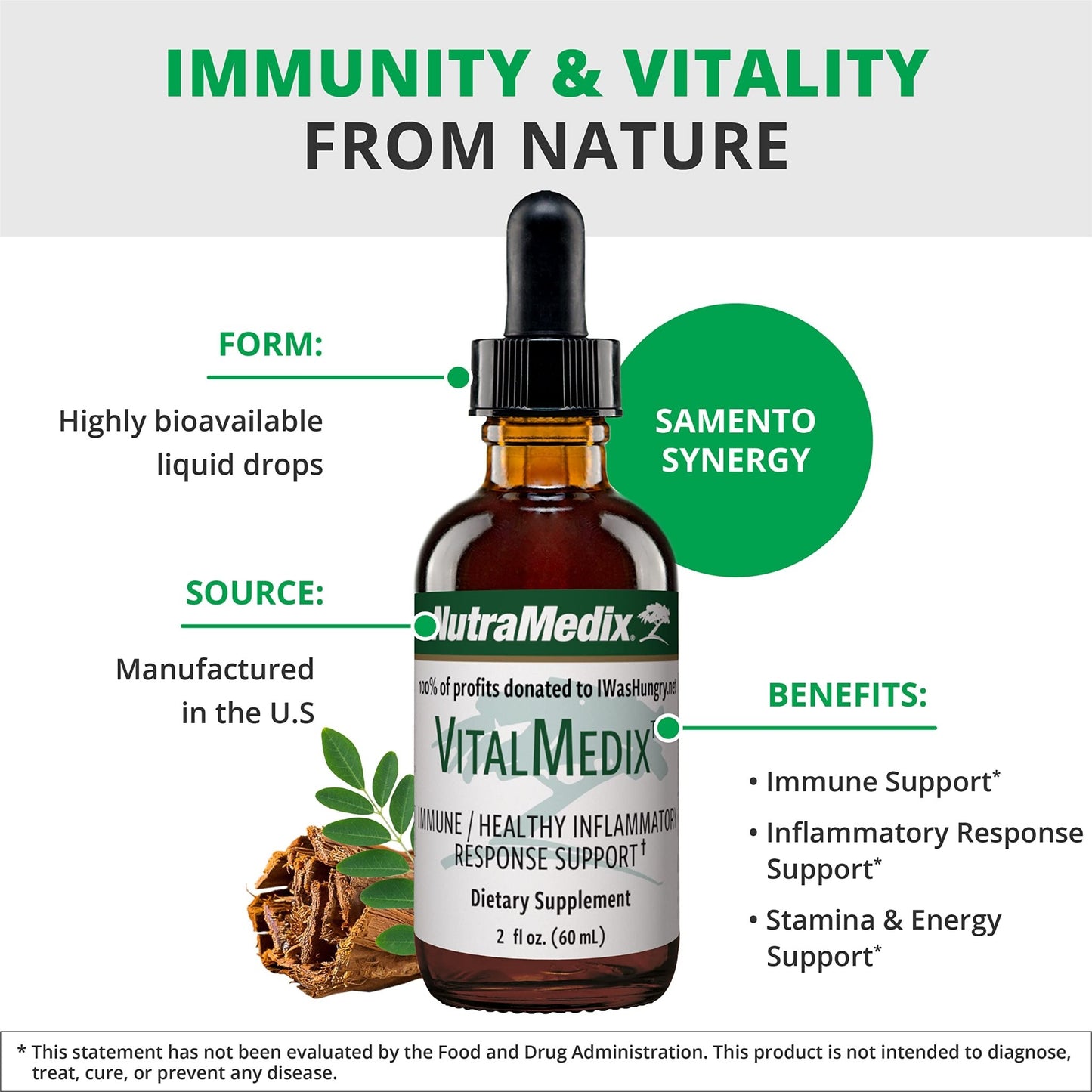 NutraMedix VitalMedix - Cat's Claw & Moringa Plant Extract - Daily Energy Supplement for Immune Health & Overall Vitality - Rich in Vitamins & Minerals (2oz) - dailyvitalstore