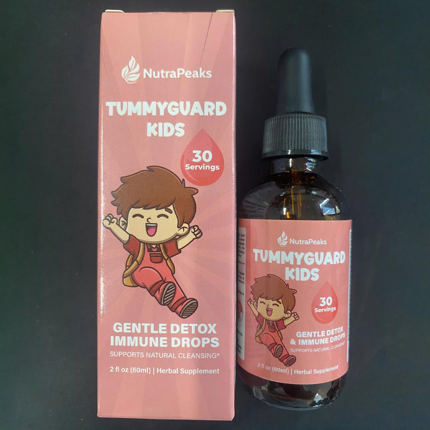 NutraPeaks Kids Liquid Botanical Drops – Natural Blend with Prebiotics, Chamomile, Ginger & Elderberry – Sugar-Free, Alcohol-Free, Non-GMO – 2 fl oz - dailyvitalstore