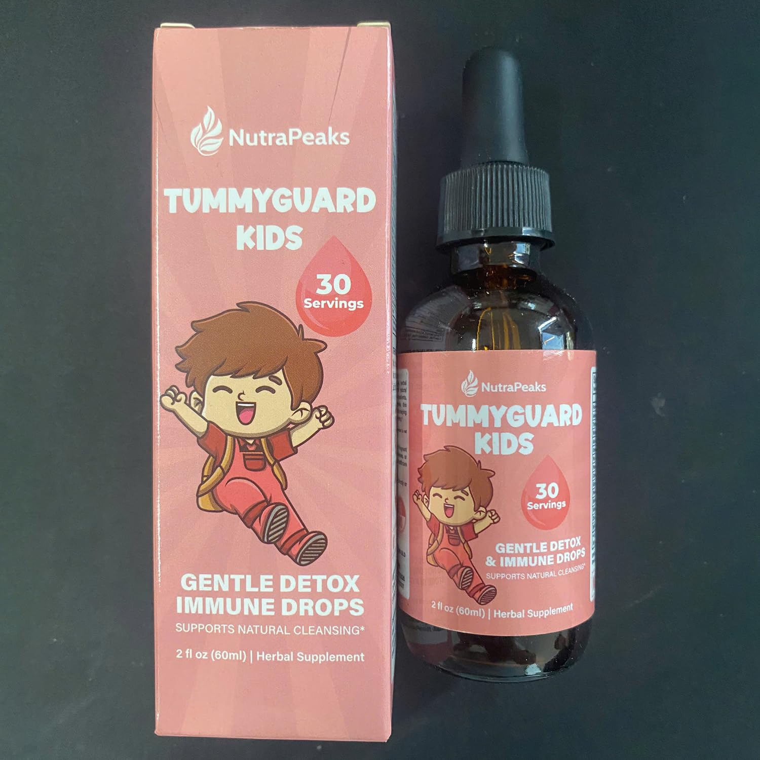 NutraPeaks Kids Liquid Botanical Drops – Natural Blend with Prebiotics, Chamomile, Ginger & Elderberry – Sugar-Free, Alcohol-Free, Non-GMO – 2 fl oz - dailyvitalstore