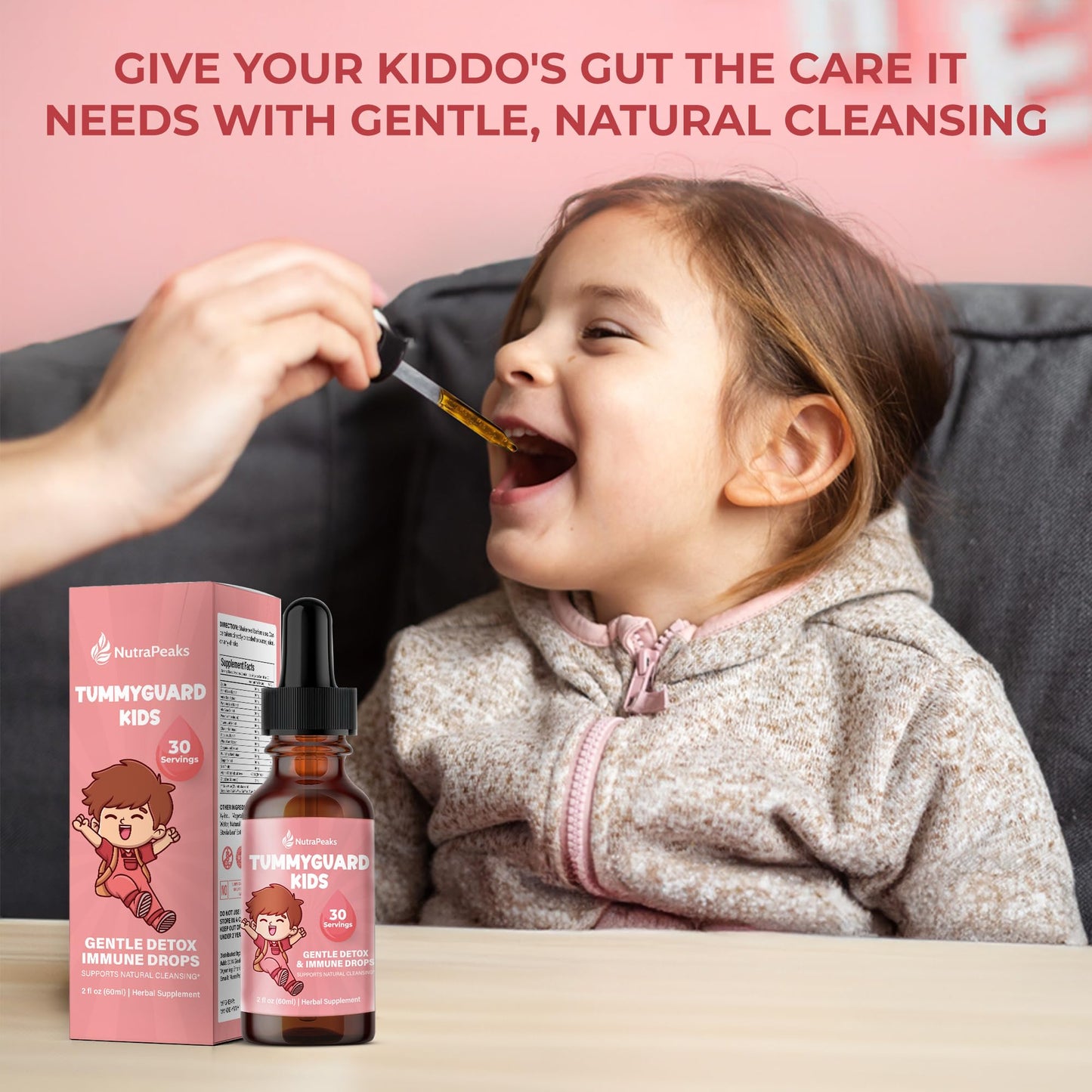 NutraPeaks Kids Liquid Botanical Drops – Natural Blend with Prebiotics, Chamomile, Ginger & Elderberry – Sugar-Free, Alcohol-Free, Non-GMO – 2 fl oz - dailyvitalstore