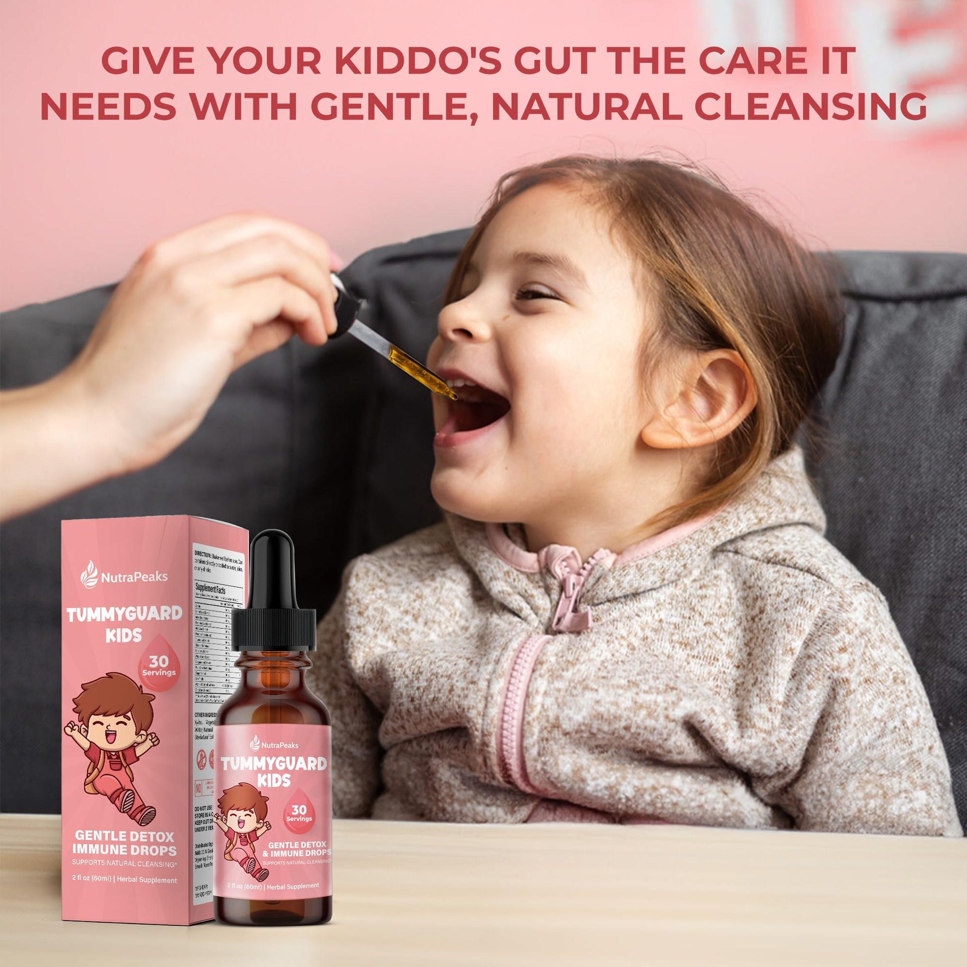 NutraPeaks Kids Liquid Botanical Drops – Natural Blend with Prebiotics, Chamomile, Ginger & Elderberry – Sugar-Free, Alcohol-Free, Non-GMO – 2 fl oz - dailyvitalstore