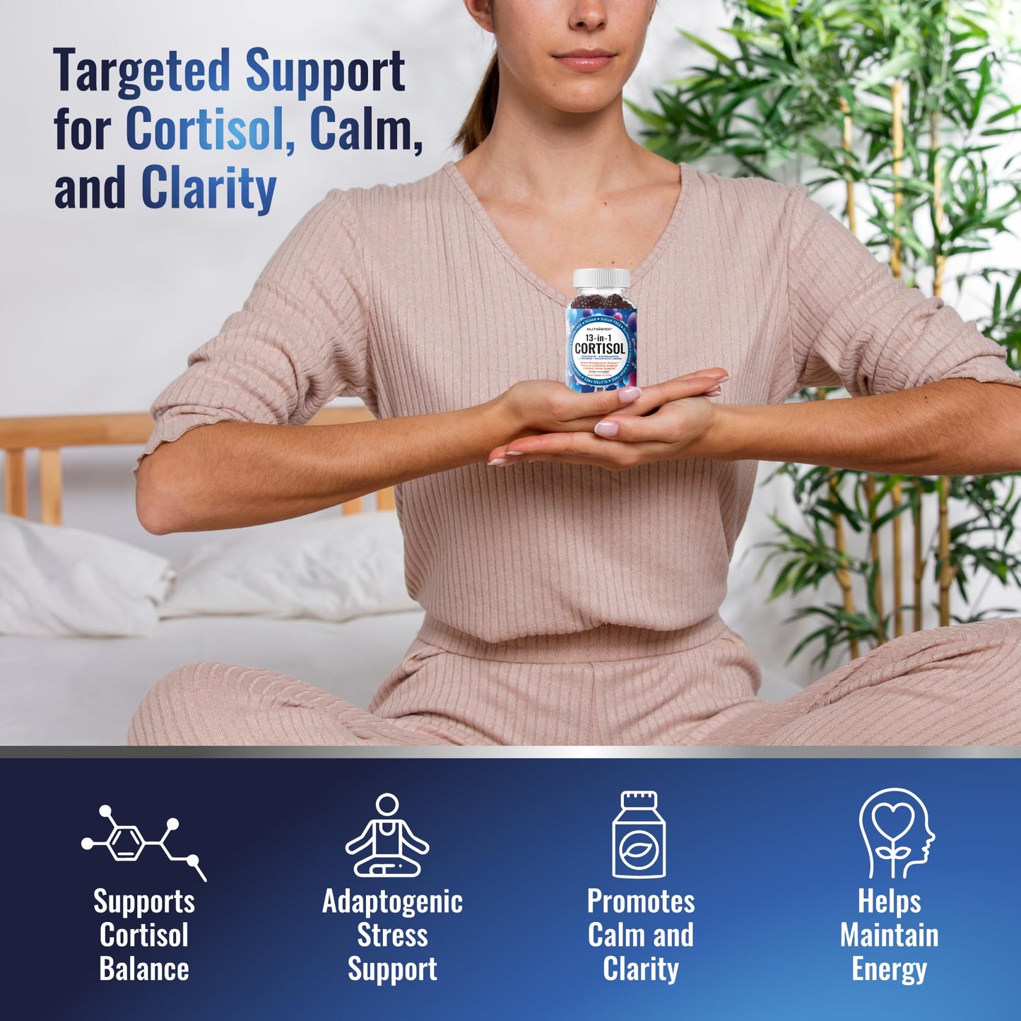 NutraPep Cortisol Gummies for Women Men - 13-in-1 High Cortisol Reducer with Ashwagandha Magnesium L-theanine Rhodiola Rosea - Daily Cortisol Detox Manager for Stress Focus Support - Vegan Sugar Free - dailyvitalstore