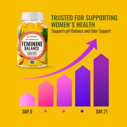NutraPep Feminine Balance Probiotics Gummies for Women - Vaginal Health & Women's pH Balance Natural Gummy Supplement with Cranberry Pineapple Powder - Sugar Free Gluten Free Vegan (Pack of 2) - dailyvitalstore
