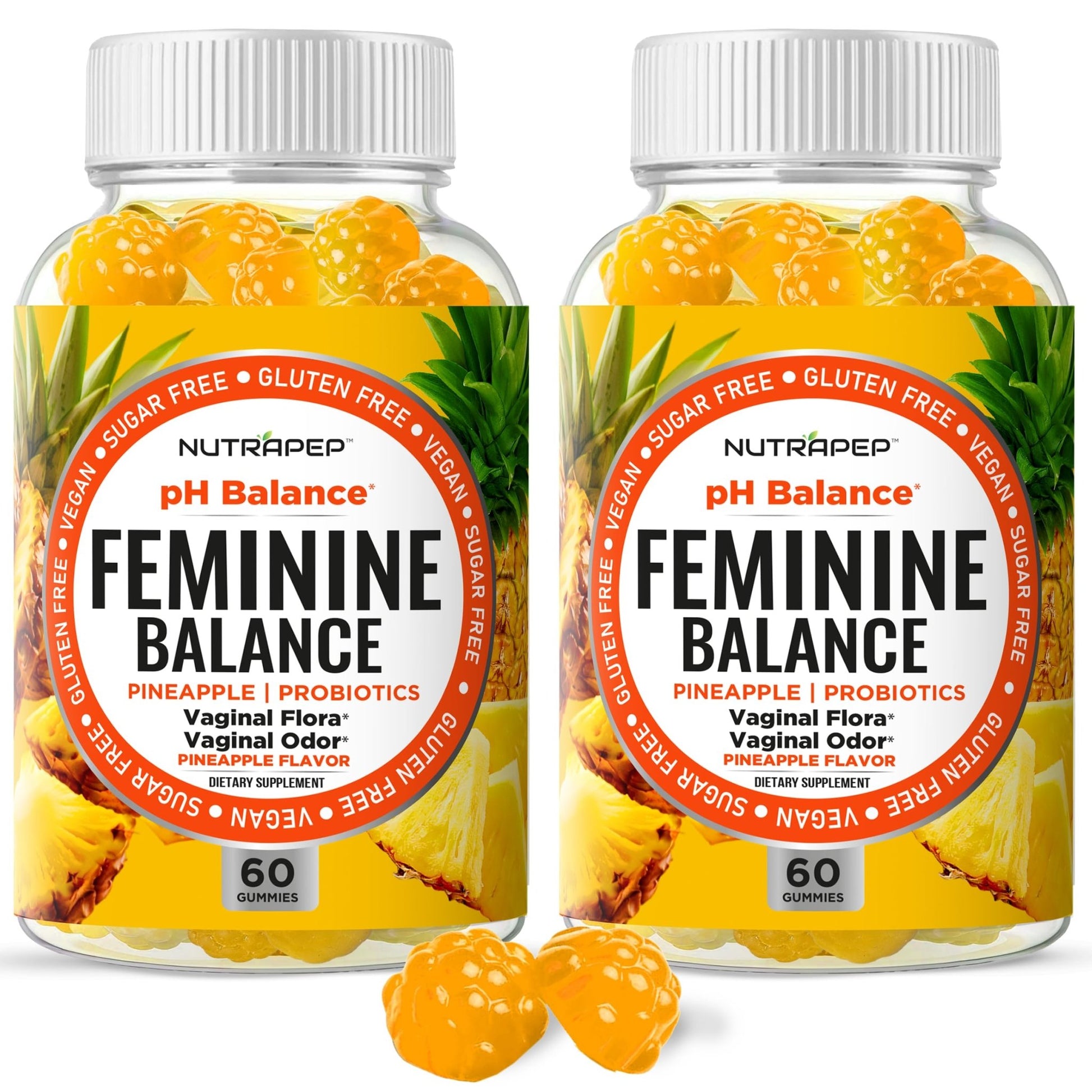 NutraPep Feminine Balance Probiotics Gummies for Women - Vaginal Health & Women's pH Balance Natural Gummy Supplement with Cranberry Pineapple Powder - Sugar Free Gluten Free Vegan (Pack of 2) - dailyvitalstore