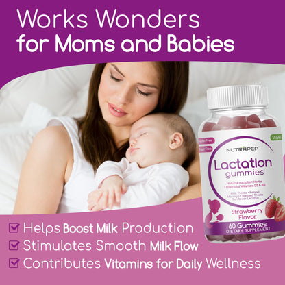 NutraPep Lactation and Postnatal Support Gummies - Milk Production Supply Increase Supplements for Breastfeeding Women - with Vitamins D3 B12 Milk Thistle Fennel - dailyvitalstore