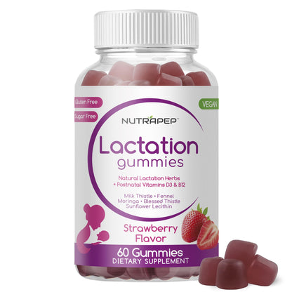 NutraPep Lactation and Postnatal Support Gummies - Milk Production Supply Increase Supplements for Breastfeeding Women - with Vitamins D3 B12 Milk Thistle Fennel - dailyvitalstore
