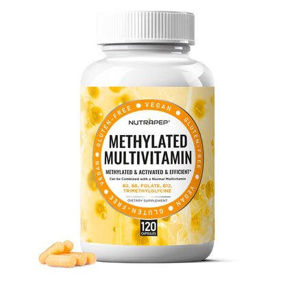 NutraPep Methylated Multivitamin for Men Women - 5-MTHF Riboflavin Vitamin B2 B6 B12 B Complex Trimethylglycine Methyl Folate L Methylfolate Capsules Supplement - dailyvitalstore