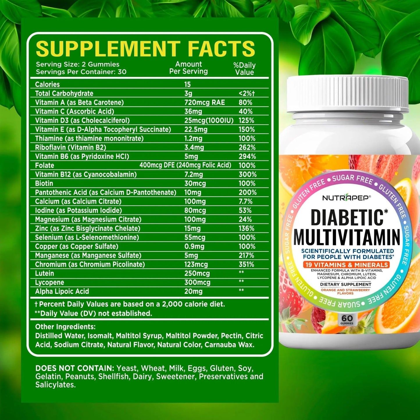 NutraPep Premium Multivitamin Chewable Gummies for Women & Men - Sugar-Free & Gluten Free Supplement Vitamins - dailyvitalstore